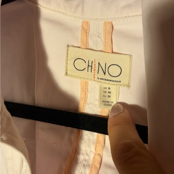 Anthro CHINO Light Pink Swing Jacket Cropped Chore Jacket Cotton Stretch S - Picture 3 of 4